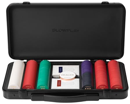 SLOWPLAY Godel Keramik-Poker-Set, 10 g/39 mm Chips, Texas Hold’em | 300 Stk. nummeriert; Premium-PC-Koffer mit Spiegeleffekt; Keramikverbundchips; minimalistischer Stil