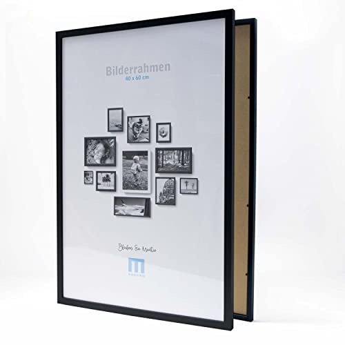 M MERCEO Bilderrahmen - moderner Fotorahmen - edle Wanddekoration - Holzrahmen für Fotos - Rahmen aus Holz in Schwarz - 40 cm x 60 cm