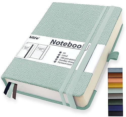 Mlife A5 liniert Journal Notizbuch,360 Seiten Und 100g/M² Tintenfestes Papier,Hardcover Collegeblock Notizblock,Notizbücher Mit Falttasche Für Büro Schule Zuhause Schreiben&Notizen(Blaugrün)
