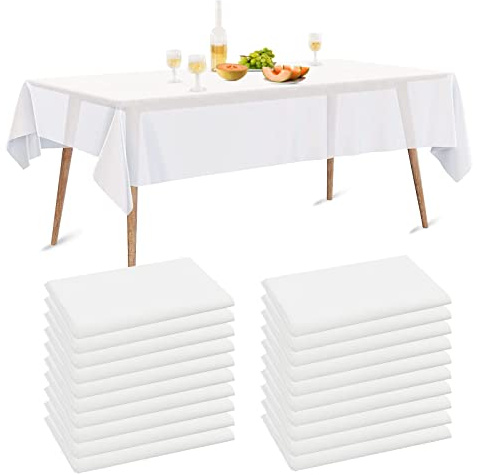 Luriseminger 10 Stück Tischdecke Einweg, Wasserdicht Tischabdeckung aus Vliesstoffe mit PE-Film Einweg Tischbezug Weiß Tischtücher für Hochzeit, Party, Geburtstag (150 x 280cm)