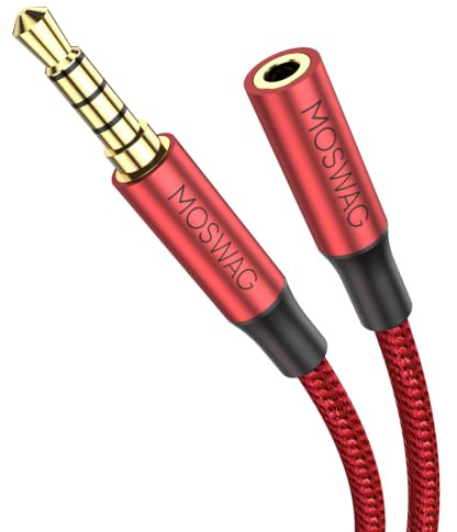 MOSWAG 4 Polig TRRS 3,5mm klinke AUX Stereo Audio Verlängerungskabel 5M