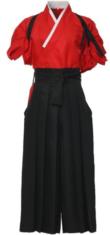 COSDREAMER Kimono giapponese da uomo Yukata, vestaglia kimono giapponese (M, Rosso)