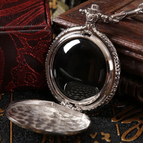 TOWDREU Scrying Spiegel, Mini-Spiegel, schwarzer Obsidian, Retro-Taschenuhr, Hexerei-Set für Wahrsagung, Meditation und spirituelle Verbindung, Hexengeschenke (Mirror-b)
