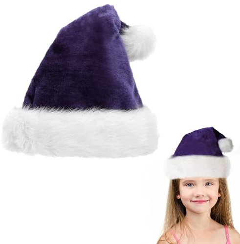 Plüsche Weihnachtsmütze,Santa Mütze mit Plüsch Rand Bequemes Dicker Klassischer nikolaus mütze aus Samt Weihnachtsmann-Kostümzubehör