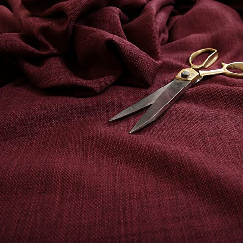 Redbrick Mill Fabrics Flammhemmender, weicher Designer-Chenillestoff in Leinenoptik, ideal für Polster, Vorhänge, Jalousien, Gardinen und Kissen, Rubinwein, 135 cm Breite