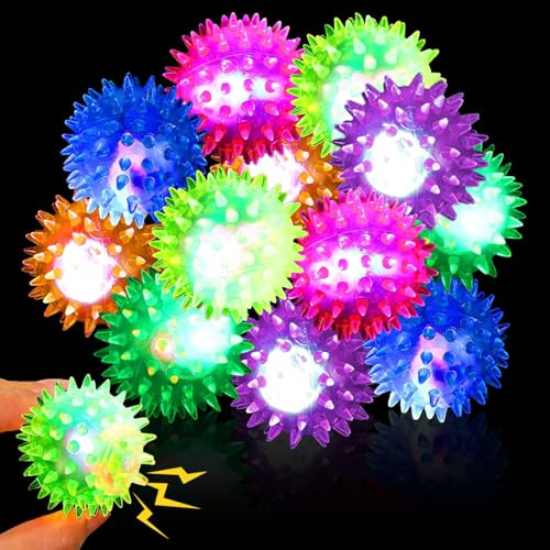 12 Stück Igelball Mitgebsel, LED Igelball, Leuchtball Gastgeschenke, Igelball LED Mitgebsel Kindergeburtstag, Leuchtball Kinder, Jump Ball Leuchtspielzeug, Led Flummies für Kinder Kindergeburtstag (A)