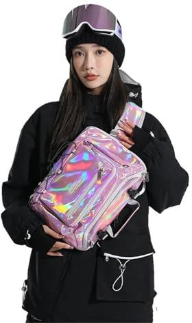 BUUNHI Skitasche Aufbewahrungstasche für Snowboard, Skateboard, Skihelme, Skirucksack, multifunktionale Umhängetasche für Schneesport Skisack(Pink)