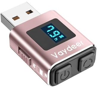 Vaydeer Mouse Jiggler, Metal Mouse Mover with 2 Natural and Random Tracks, USB Mouse Wiggler with Timer, Type-C Jiggler to Keep Devices Active-Pink