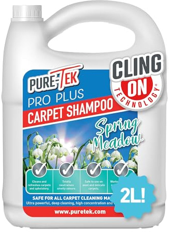 Pure-Tek Carpet Cleaner Shampoo 2L - Stain Remover for Machines | Carpet Cleaner Solution, Heavy Duty Liquid, Deep Cleaning Detergent, Neutralise Pet Odour & Urine Stains, All Machines