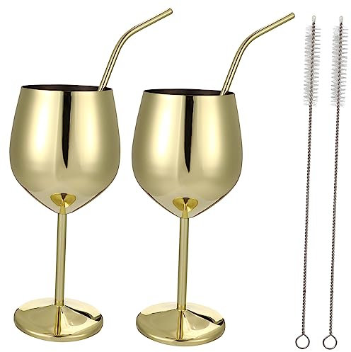 IMIKEYA 2 Set Di Bicchieri Da Vino In Acciaio Inox Bicchiere Di Bevande Bicchieri Da Martini Bicchieri Da Cocktail Bicchieri D'oro Vino Aria Coppa Di Vino Infrangibile Kit Bicchieri Da Vino