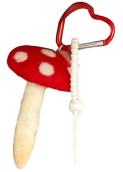 divuukyi Handgefertigter Pilz-Schlüsselanhänger aus Filz, schönes und modisches Accessoire für Taschen oder Schlüssel, tragbare Geschenkideen für alle Altersgruppen, Roter Pilz, One size