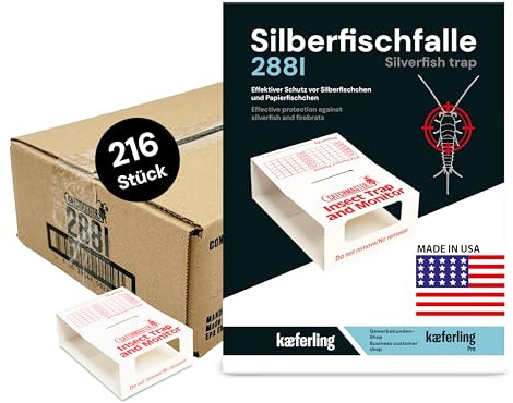 Catchmaster 216x 288i Silberfischfalle - 100% giftfrei - Ideal für Restaurants und Büros - Silberfischvertreiber mit starker Klebeschicht - Wirksam gegen Papierfische zur Schädlingsbekämpfung