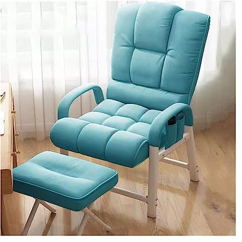 Mid Century Moderner Stoffsessel mit Liege und Set für Wohnzimmer, Büro, kleine Räume, Blau