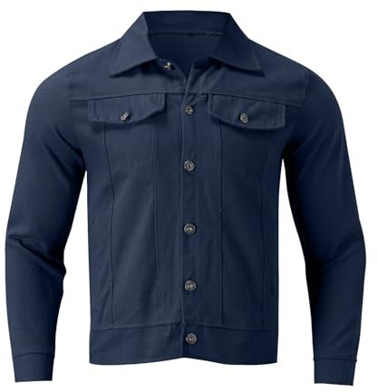 Giacca Jeans Uomo Nera, Giubbotto Uomo Primaverile Mezza Stagione Autunnale Primaverile Giubbotto Collo Alto a Zip Giacca Cerniera Lampo Tempo Libero Casual Denim Giacca in Jeans Vintage Denim Jacket