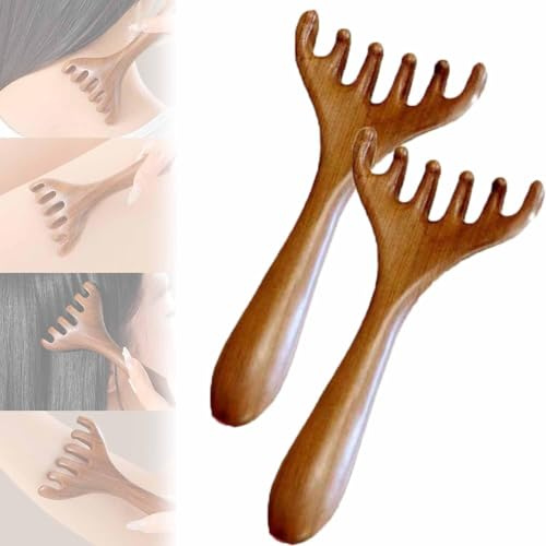 Meridian Massage Kamm Holz Mit Sechs Krallen, Kopfhautmassage, Frauen Mit Breiten Zahn Kämmen Kopfhaut-Massaget-Kämpfer-Kopfhautstimulator Für Haarwachstum
