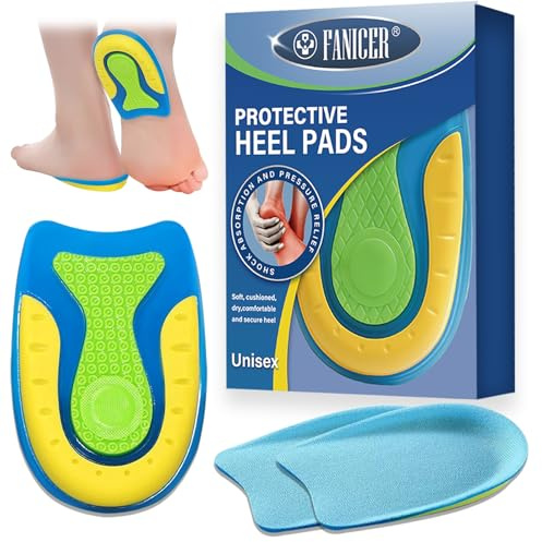 2 paires Talonnette Gel Silicone Antichoc Amortissante, coussin de Protection talon, Soulagement Douleurs Pieds Semelle Talon, Homme et Femme Coussinets de talon pour chaussures, S