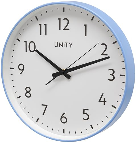 Unity Fradley Wanduhr, geräuschlos, modern, blau, 30 cm