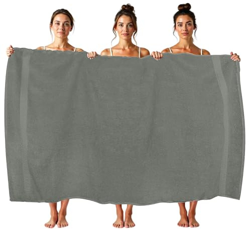 HOUSEGADS Luxury Jumbo Bath Sheet - 600 GSM 100% Ring Spun Cotton - Highly Absorbent and Quick Dry - Extra Large Bath Sheets Towel - Super Soft - Hotel Quality Towels 90 X 180 CM (1, Grey)