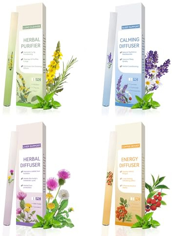 Pen Diffusore di Erbe con Estratti di Verbena, Timo e Menta, Inalatore Naturale con Verbena, Penne Purificatrici Migliorate, Inalatore per Pulizia dei Polmoni, Diffusore Portatile a Atomizzazione