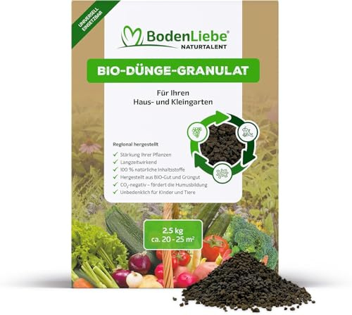 BodenLiebe Bio Pflanzendünger Granulat 5 kg Langzeitdünger | Universal Langzeitdünger für Obst, Gemüse, Blumen & Kräuter, 100% natürlich, chemiefrei, regional hergestellt