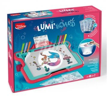 cavernedesjouets Machine a dessiner lumineuse enfant, monde magique sirenes - table studio projecteur dessin lumi board - set creatif et 1 carte