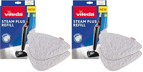 Vileda Steam Dampfreiniger Ersatzpads Mikrofaser | Hygienische Bodenreinigung - Passend für alle Böden, Waschbar & Wiederverwendbar | 2 Stück (Packung mit 2)