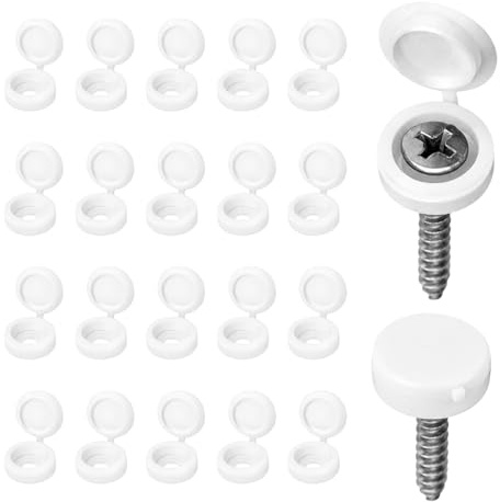 150 PCS White Screw Caps, Plastic Hinged Flip Top Covers for Screw Protection, Easy Snap-on Washer Covers, Dust & Moisture Proof Caps for Furniture, Cabinets & DIY Projects (Size S)