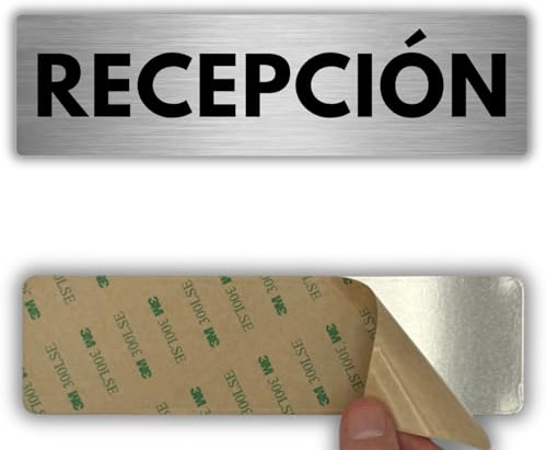 LEIASA | Señal Recepción - 5x18 cm - Aluminio - Mostrador Atención Cliente | Cartel Recepción, Placa Adhesiva Recepción, Rótulo Bienvenida Visitas, Letrero Acogida Visitantes, Pegatina Entrada