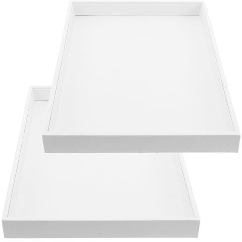 SUPVOX Vassoio per Gioielli Impilabile Grande in Lino Velluto Tessuto 2 Pezzi Elegante per Collane e Gioielli per Cassetti e Negozi Boutique