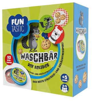 IMAGILAND Waschbär Der Keksdieb – Strategie- & Gedächtnisspiel ab 5 Jahren | Kartenspiel für 2–4 Spieler | 52 Karten in Metalldose | Familienspiel & Reisespiel
