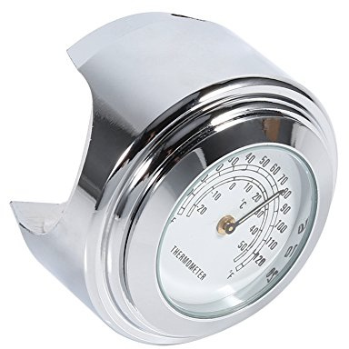 Jiawu Motorcykelstyremonterad Termometer 7/8 1 Vattentät Temperaturmätare Vit Aluminiumlegering Lättläst Stöttålig för Cruiser Chopper