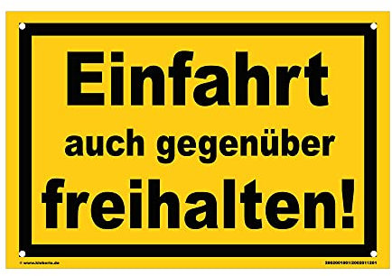 Kleberio® Ausfahrt freihalten Schild - Einfahrt auch gegenüber freihalten! - 30x20cm mit Bohrlöchern Parkplatzschild Parkverbotsschild Verkehrsschilder einfahrt freihalten Schilder parken verboten