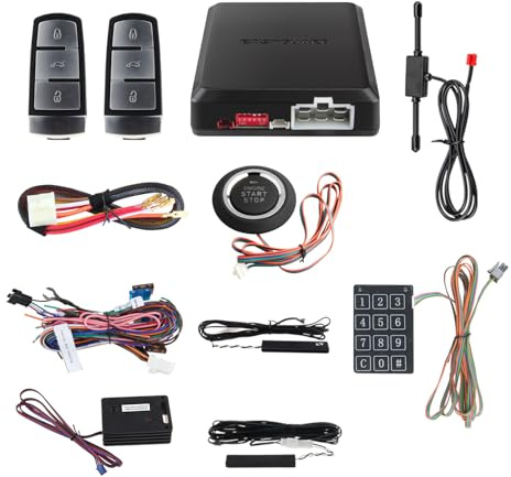 EASYGUARD PKE Fernstart mit schlüssellosem Einstieg Autostart mit Näherungssensor Druckknopf Start Stop NFC Einstieg Universal Auto Alarmanlage DC 12V