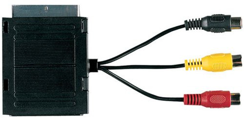 121AV Scart Plug to Scart Socket & 3 Phono Sockets (Audio/Video Out)