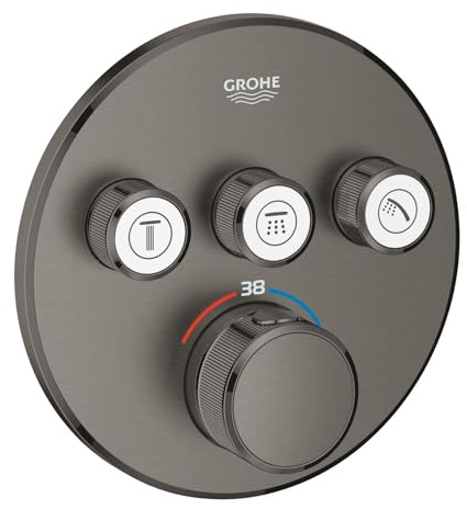 GROHE Grohtherm SmartControl | Brause-und Duschsysteme - Thermostat mit 3 Absperrventilen | hard graphite gebürstet | 29121AL0