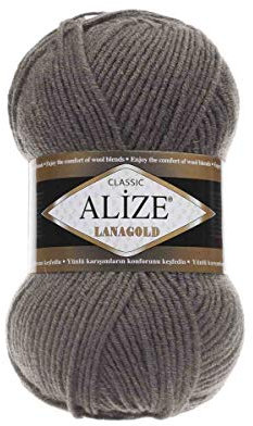 Alize LanaGold Handstrickgarn für Häkeln, Stricken und Basteln, Wollmischung, warm, weich, natürlich, grob, handgewebt, Strickgarn, Strickwolle, 4 Knäuel, 400 g, 1048 m, Farbe 348 Smoky