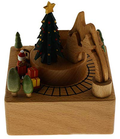 Tubayia Holz Weihnachtsbaum Spieldose Spieluhr mit Uhrwerk für Weihnachten Dekoration