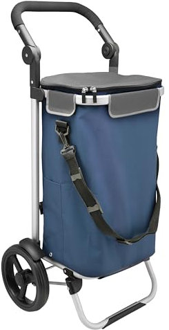 bremermann Einkaufstrolley JEEBEL, Handwagen, Einkaufswagen mit Abnehmbarer Tasche, Verstellbarer Griff (Blau)