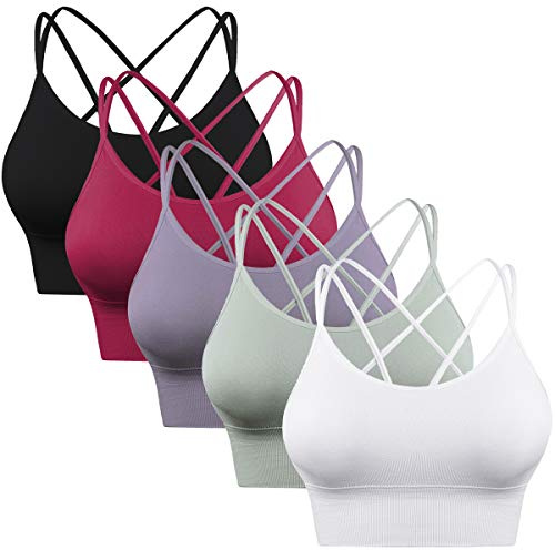 Enjoyoself Dam sport-bh för yoga löpning atletisk gym träning fitness linne toppar, Svart/vinröd/lila/grön/vit, S