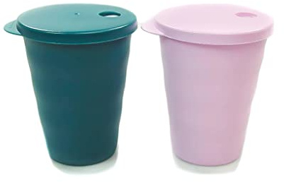 Tupperware Junge Welle Trinkhalmbecher 330 ml türkisgrün+rosa Trinkhalm Becher