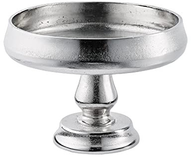 MichaelNoll Dekoteller Schale Servierplatte Aluminium Silber Deko - Dekoschale modern aus Metall - Tischdeko Hochzeit - Dekoration für Wohnzimmer, Esszimmer oder Küche - 28 cm