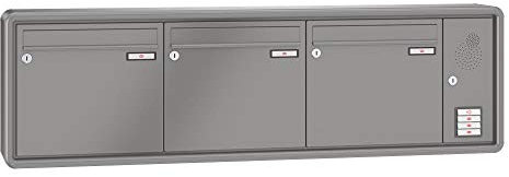 RENZ / RS2000 / 3er Aufputz-Briefkastenanlage Wand-Briefkasten mit Sprechfeld/RAL-Farbe 9007 Volumen 1/Dein-Briefkasten.de