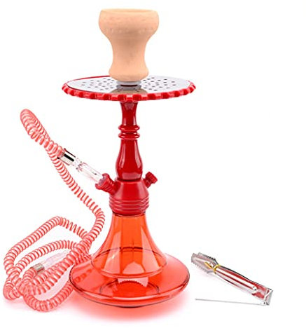 chicha Portable Fait Main Chicha Verre D'eau Ensemble de Narguilé avec 1 Tuyau Narguilé en Acrylique Kit de Démarrage (Color : Red)