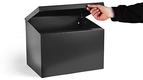 Indoor Outdoors Metal Parcel Delivery Box - Waterproof and Secure Container, Courier Package, Postbox, Drop Box Deliveries - British Steel (Grey, Without Lock)