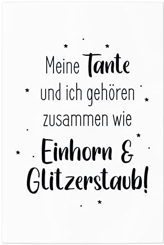 JUNIWORDS Poster, Meine Tante und ich gehören zusammen wie Einhorn & Glitzerstaub!, 30 x 45 cm (1008691)