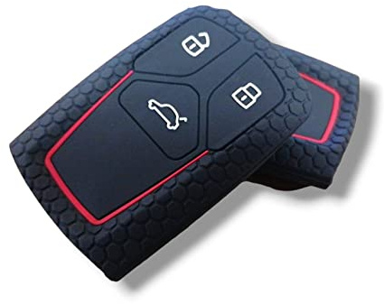 Cover Guscio Chiave Compatibile Con Audi A3 A4 A5 A6 A7 Q2 Q3 Q5 Q7 A8 TT Silicone Gomma 3 Tasti Keyless Go Smart Key Portachiavi Custodia Morbido Protezione Telecomando Auto (Nero)