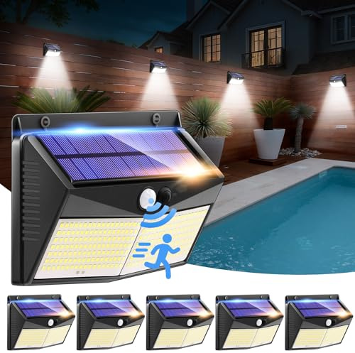 One Fire Solarlampen für Außen [6 StüCk], 248 LED & 2000LM Solarlampen für Außen mit Bewegungsmelder, 3 Modi & Ip 65 Solar Aussenleuchte mit Bewegungsmelder, 1200mAh Solarlampe mit Bewegungsmelder