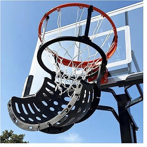 Quick-Dunk-Übungsball-Rebound-Aufsatz mit um 360 Grad drehbarer Rutsche, tragbares Basketball-Schuss-Rückgabesystem, schwarzer PP-Kunststoff