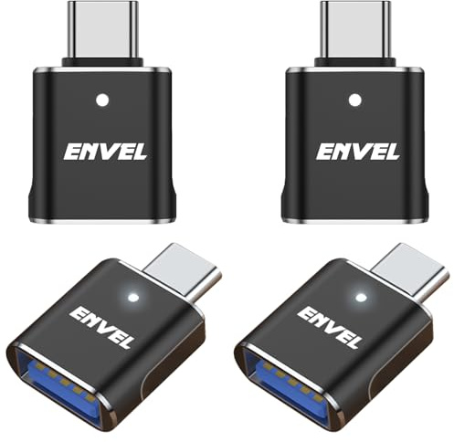 ENVEL 𝟒𝐏𝐚𝐜𝐤 𝐔𝐩𝐠𝐫𝐚𝐝𝐞𝐝 USB C to USB Adapter, 10 Gbps Type-C Male to USB3 Female OTG Converter, Compatible with Apple iWatch iPhone 17 16 15 Galaxy S24 iPad Air 4 5 Mini 6