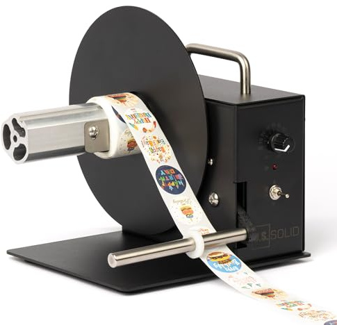 U.S. Solid Avvolgitore automatico per etichette, supporto nucleo 1.5/3 (38/76mm), larghezza 105 mm, diametro rotolo 180 mm, riavvolgimento bidirezionale
